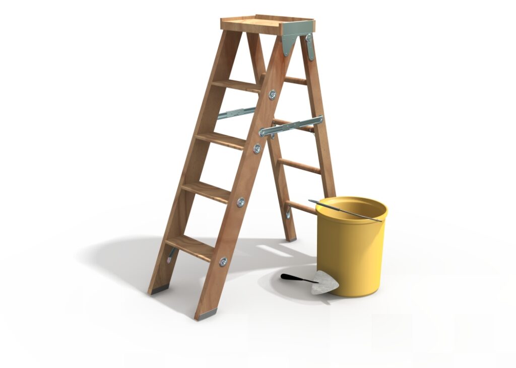ladder and paint bucket