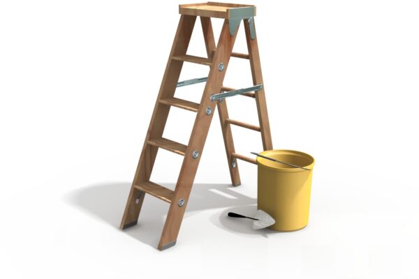 ladder and paint bucket
